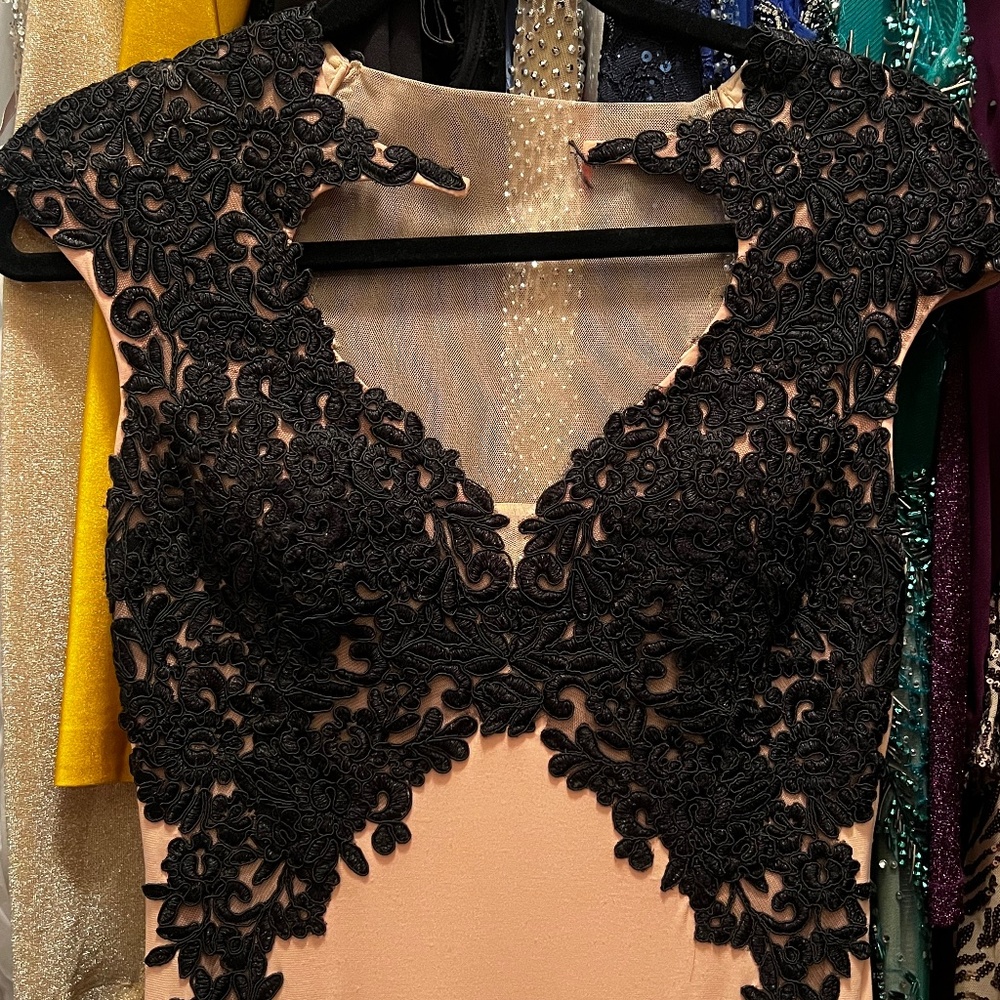 Black and beige gown